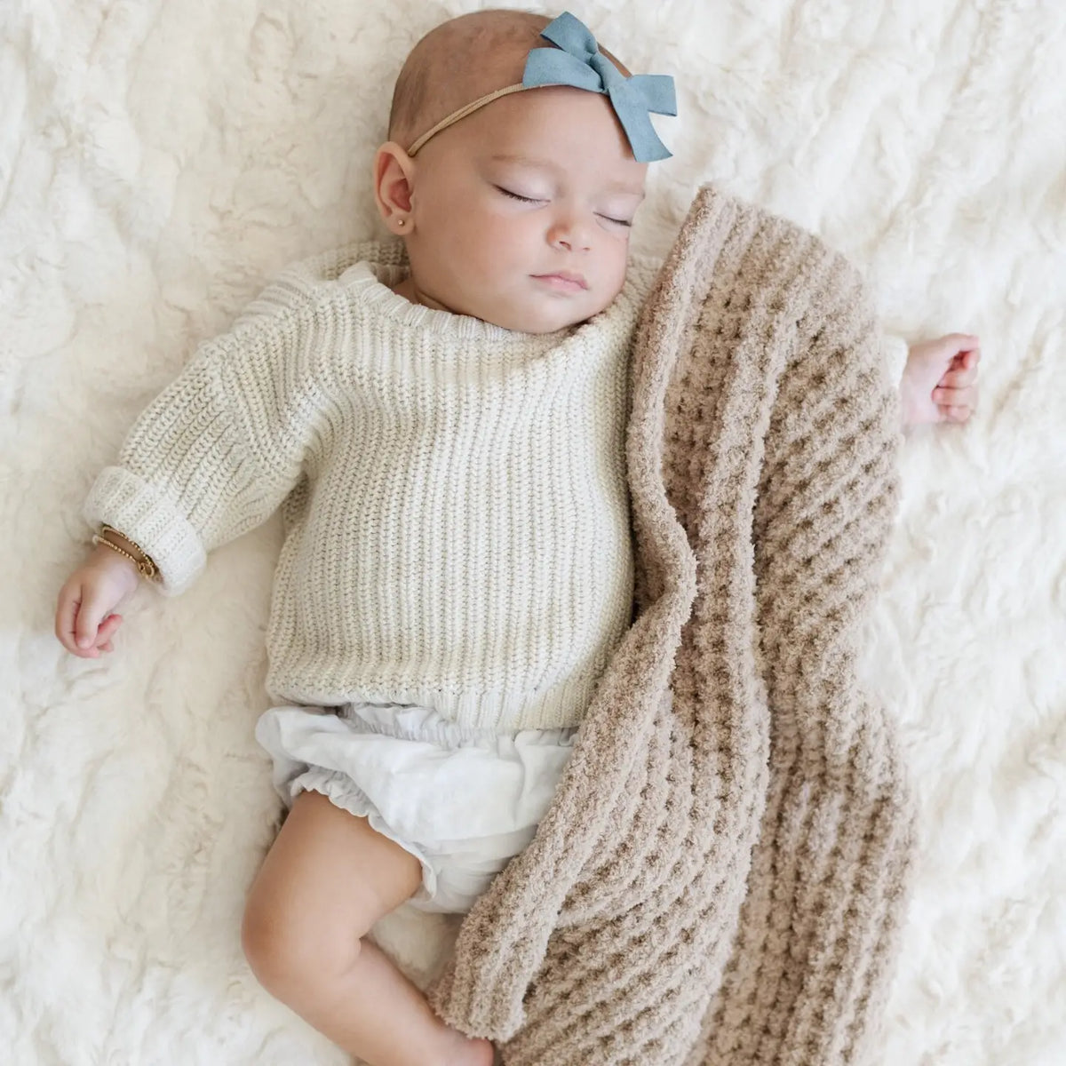 Waffle Knit Mini Blankets - Wheat Saranoni Lil Tulips