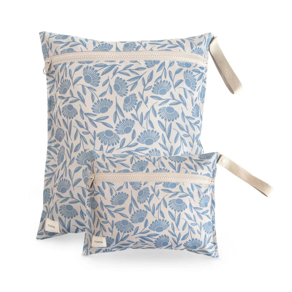 Water Resistant Wet Bag (Blue Flowers) Mushie Lil Tulips