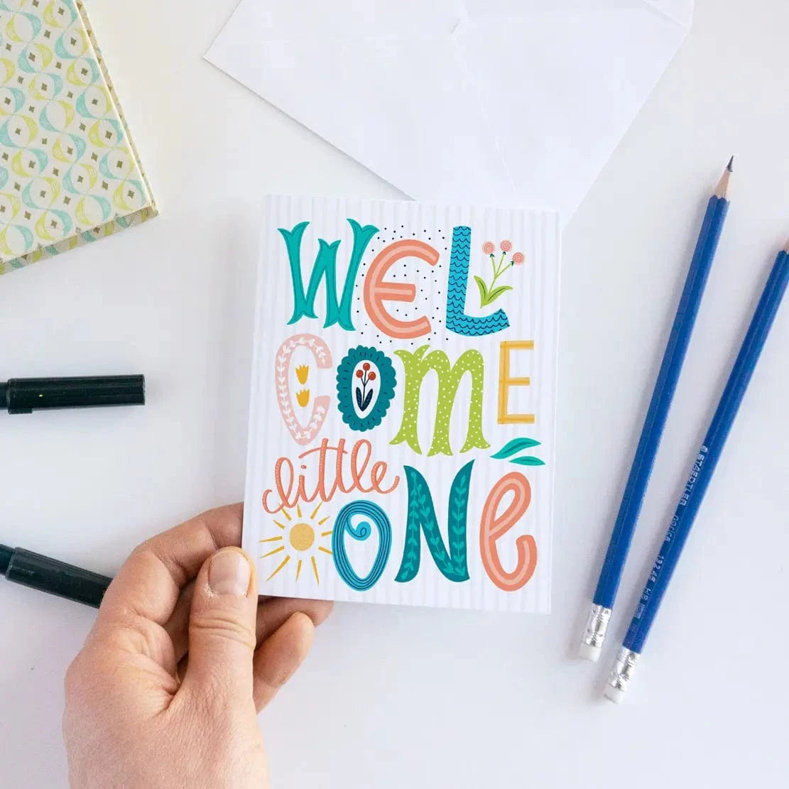 Welcome Little One - New Baby Card Pedaller Designs Lil Tulips