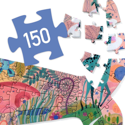 Whale 150pc Puzz'Art Shaped Jigsaw Puzzle + Poster Djeco Lil Tulips