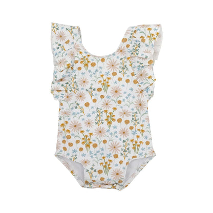 Whimsical Floral Ruffle Sleeves One-Piece Bathing Suit Brave Little Ones Lil Tulips