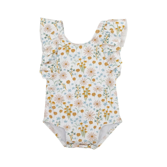 Whimsical Floral Ruffle Sleeves One-Piece Bathing Suit Brave Little Ones Lil Tulips