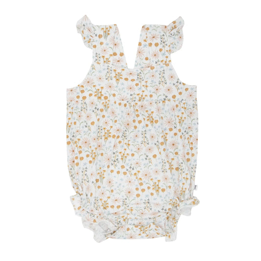 Whimsical Floral Small Ribbed Flutter Sleeve Romper Brave Little Ones Lil Tulips
