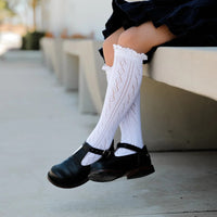 White Fancy Lace Top Knee High Socks Little Stocking Company Lil Tulips