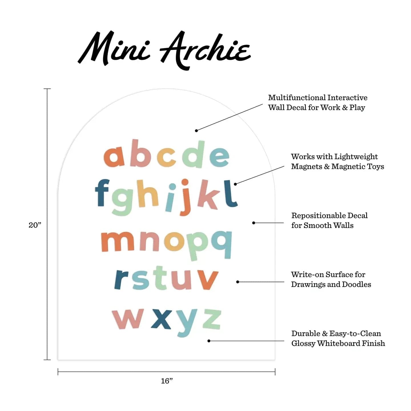 White Magnetic Arch Wall Decal - MINI The Type Set Co. Lil Tulips