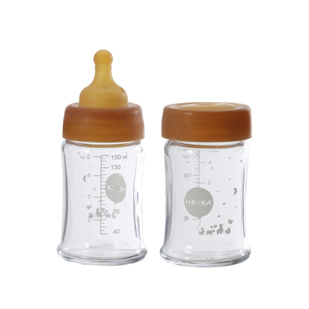 Wide Neck Baby Glass Bottle (150ML/5oz) Two-Pack - Natural Hevea Hevea Lil Tulips