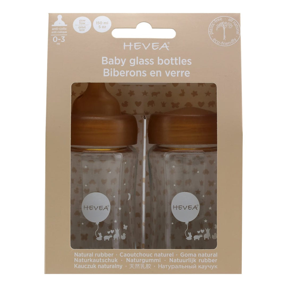 Wide Neck Baby Glass Bottle (150ML/5oz) Two-Pack - Natural Hevea Hevea Lil Tulips