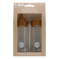 Wide Neck Baby Glass Bottle (250ML/8.5oz) Two-Pack - Natural Hevea Hevea Lil Tulips