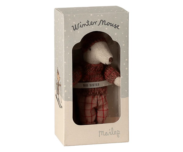 Winter mouse with ski set, Big sister - Rose Maileg Lil Tulips