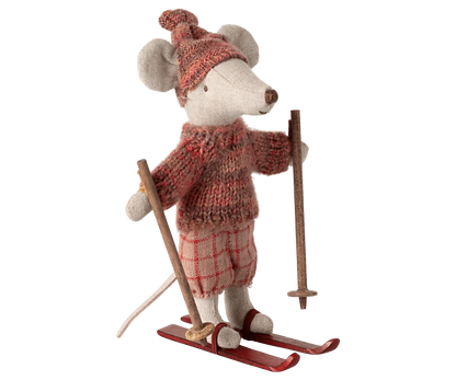 Winter mouse with ski set, Big sister - Rose Maileg Lil Tulips