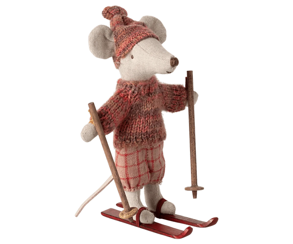 Winter mouse with ski set, Big sister - Rose Maileg Lil Tulips