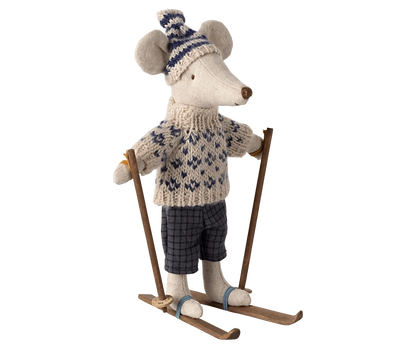 Winter mouse with ski set, Dad - Blue Maileg Lil Tulips