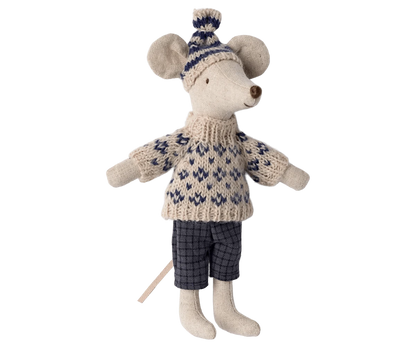 Winter mouse with ski set, Dad - Blue Maileg Lil Tulips