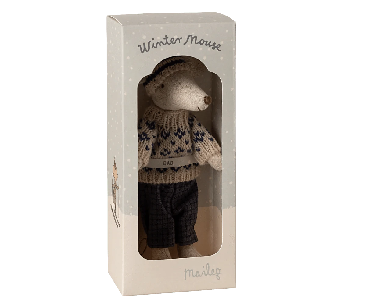Winter mouse with ski set, Dad - Blue Maileg Lil Tulips