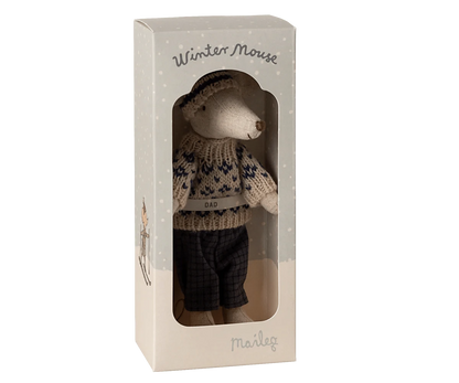 Winter mouse with ski set, Dad - Blue Maileg Lil Tulips