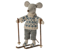 Winter Mouse with Ski Set, Dad Maileg Lil Tulips