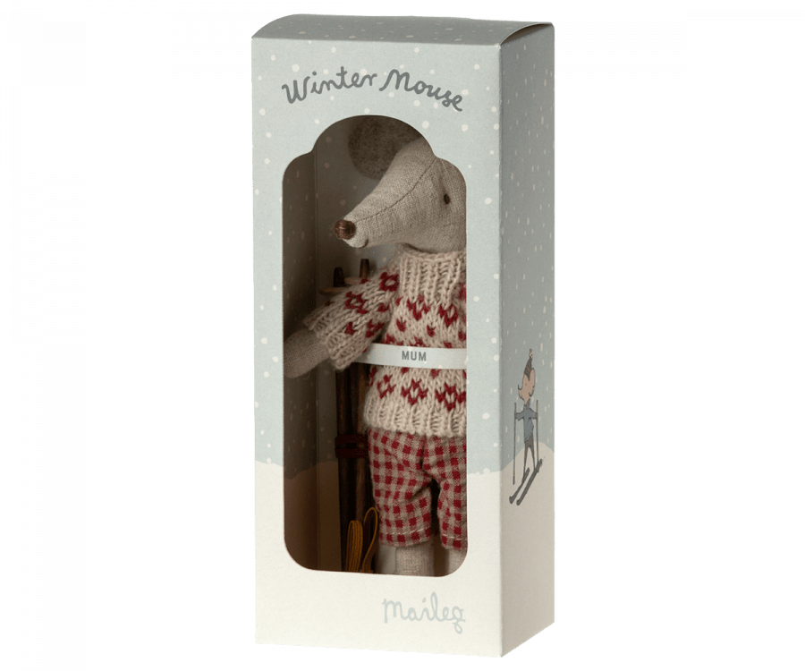 Winter Mouse with Ski Set, Mum Maileg Lil Tulips
