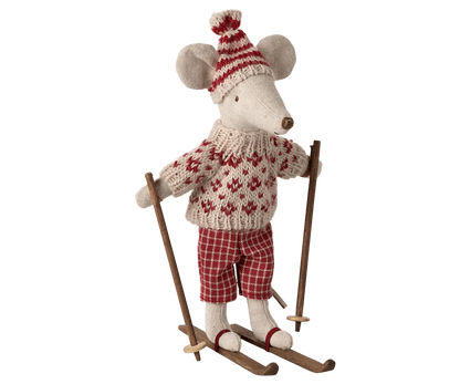 Winter mouse with ski set, Mum - Red Maileg Lil Tulips