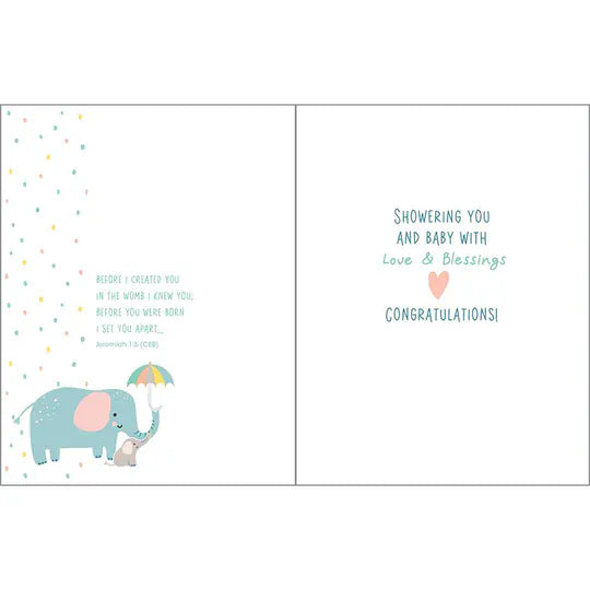 With Scripture Baby Greeting Card - Elephant On Rainbow Gina B Designs Lil Tulips