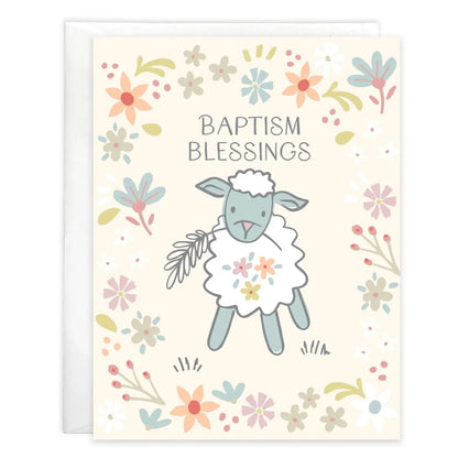 With Scripture Religious Greeting Card - Sweet Little Lambs Gina B Designs Lil Tulips