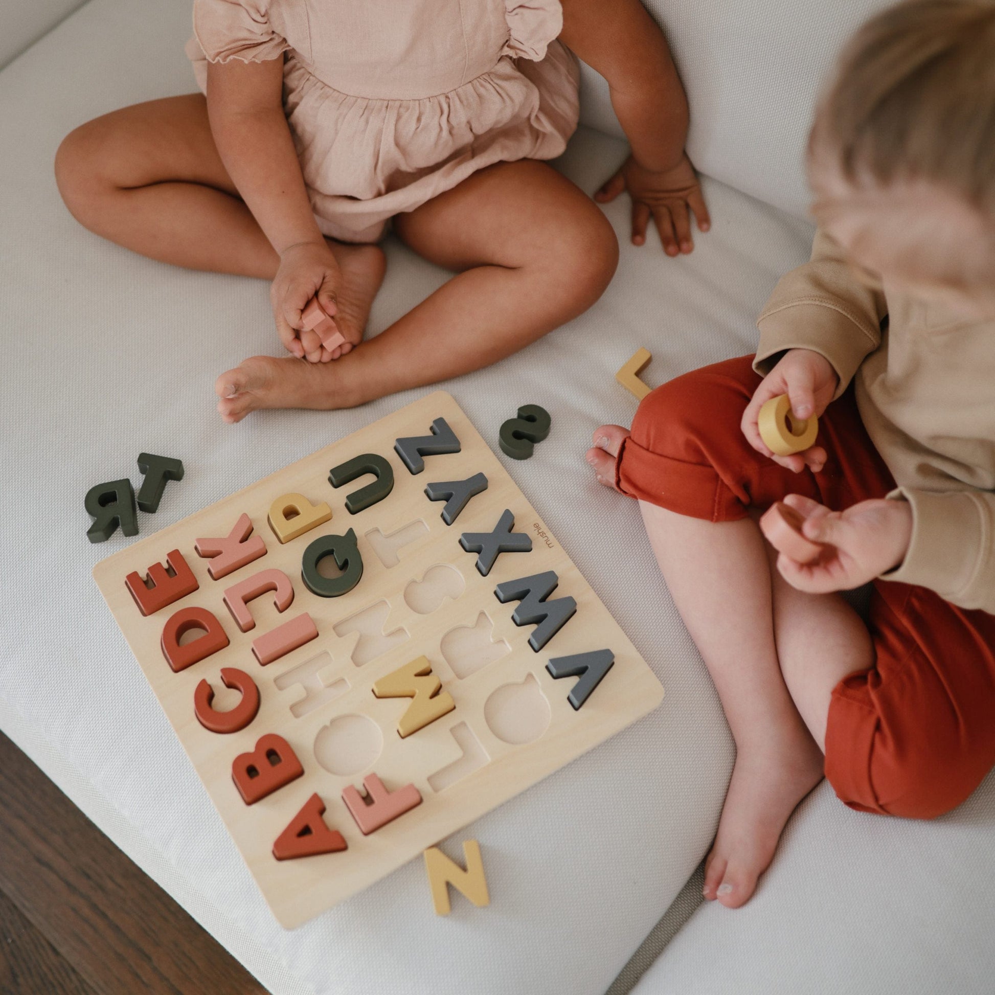 Wooden Alphabet Puzzle Mushie Lil Tulips