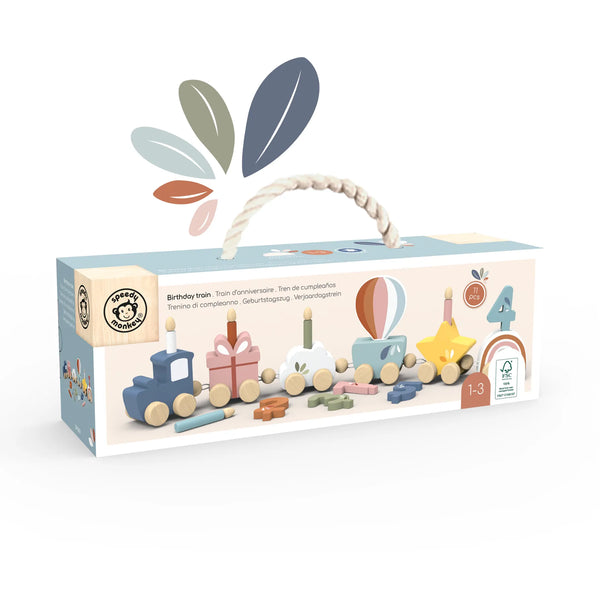 Wooden Birthday Train Speedy Monkey Lil Tulips