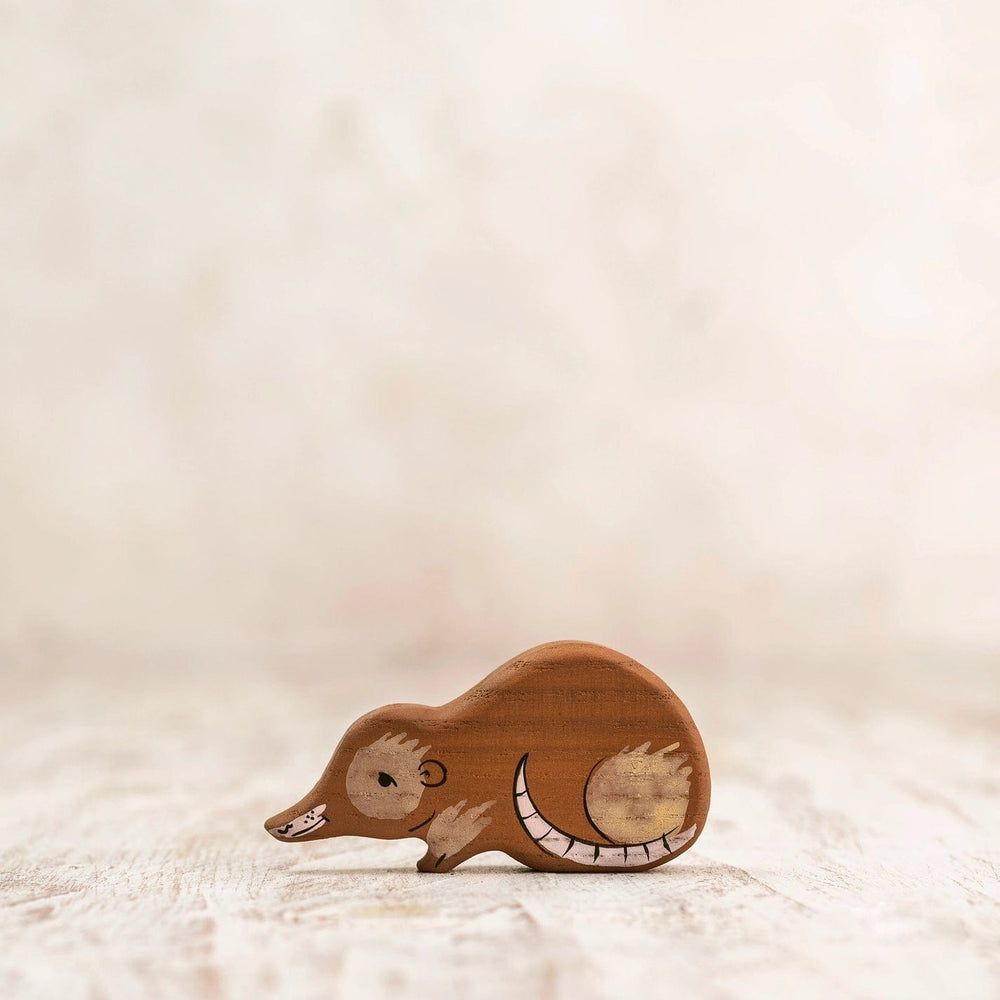 Wooden Brown Pygmy Shrew Toy Wooden Caterpillar Lil Tulips