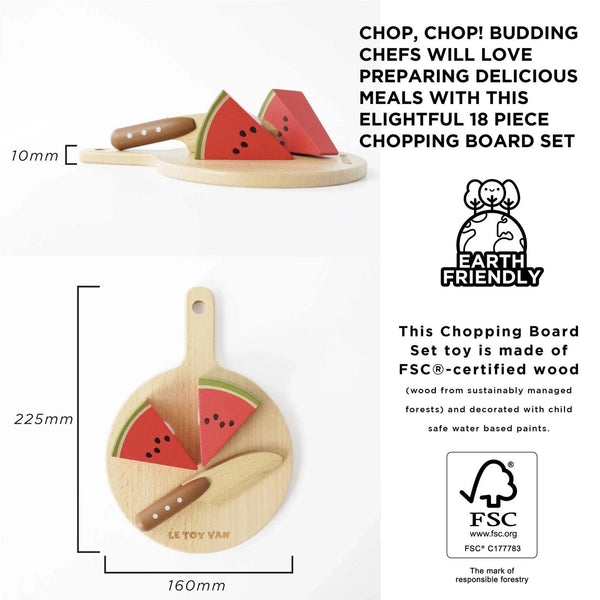 Wooden Chopping Board & Sliceable Play Food Le Toy Van Lil Tulips