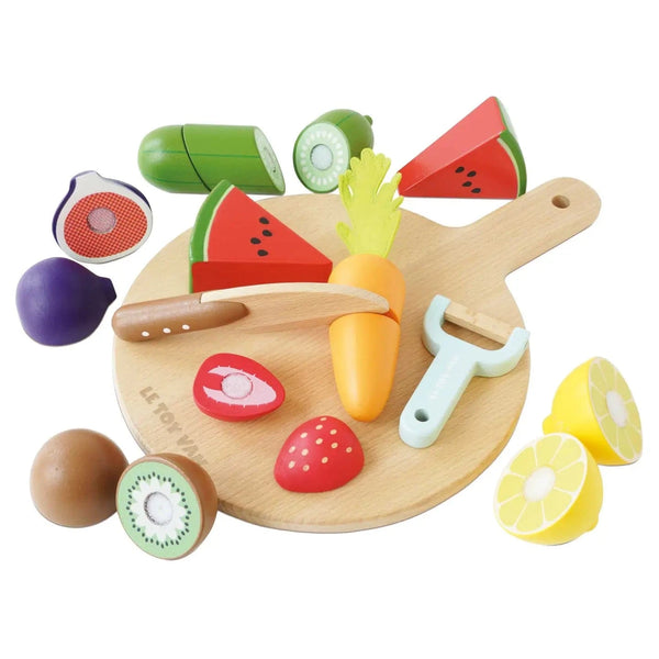 Wooden Chopping Board & Sliceable Play Food Le Toy Van Lil Tulips