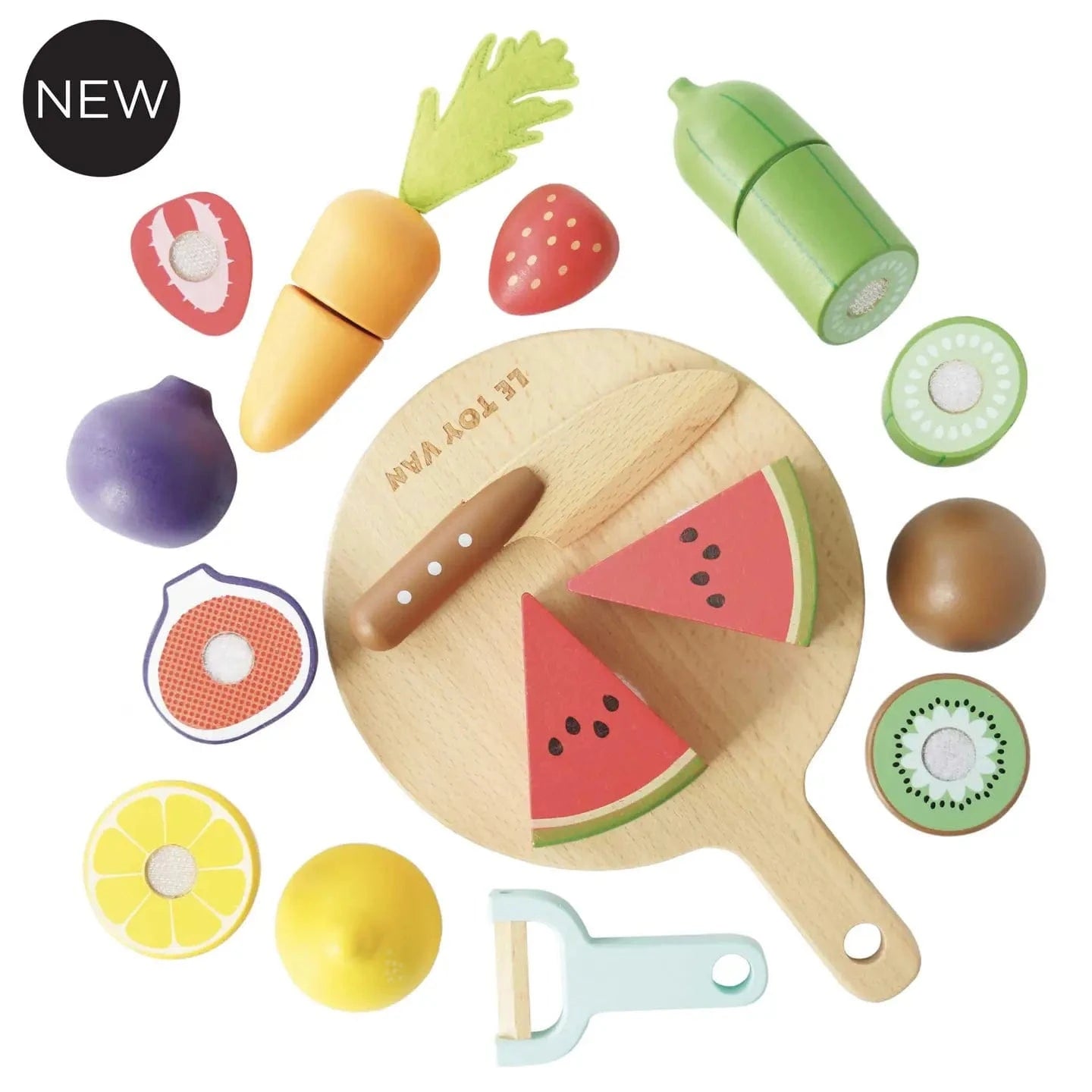 Wooden Chopping Board & Sliceable Play Food Le Toy Van Lil Tulips