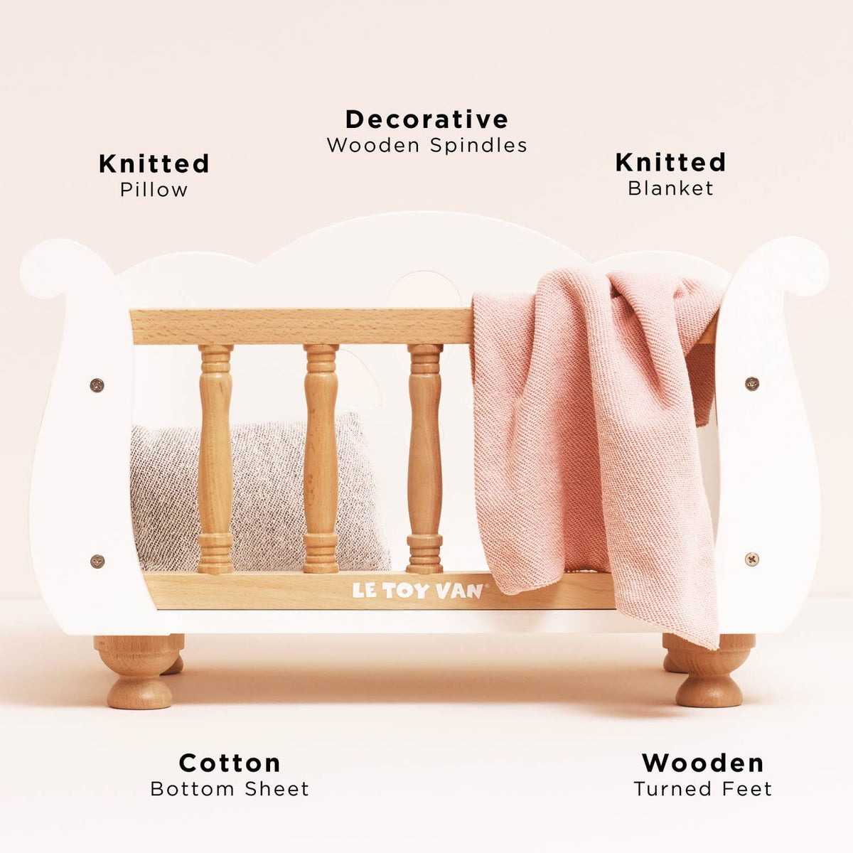 Wooden Dolls Cot Le Toy Van Lil Tulips