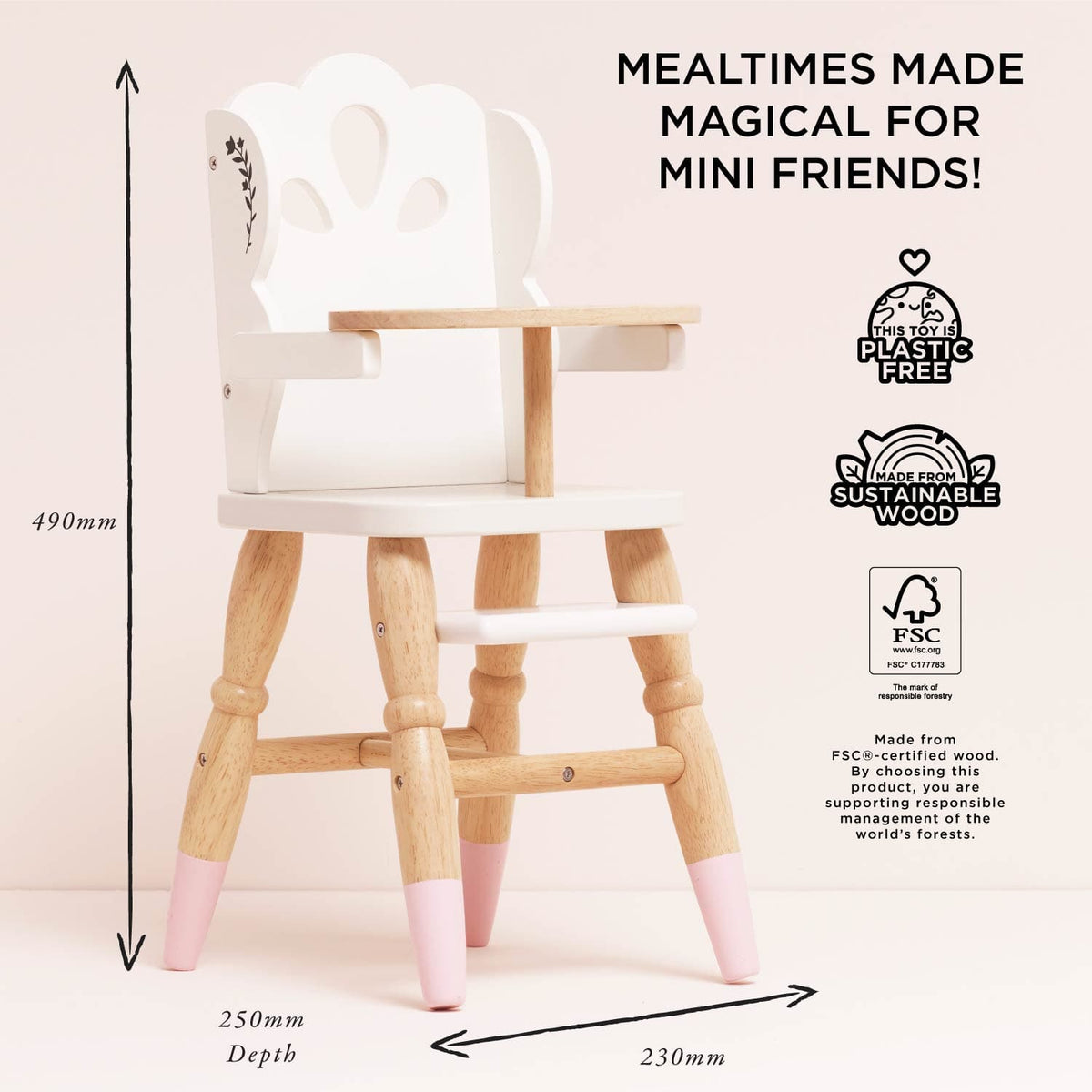 Wooden Dolls Highchair Le Toy Van Lil Tulips