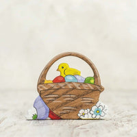 Wooden Easter Basket with Eggs Toy Wooden Caterpillar Lil Tulips