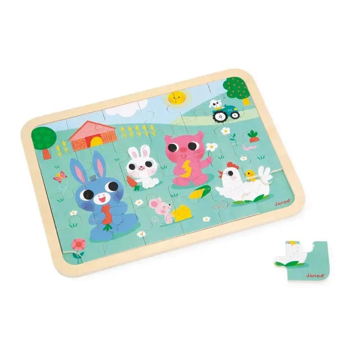 Wooden Farm Spot-The-Difference Puzzle Janod Lil Tulips