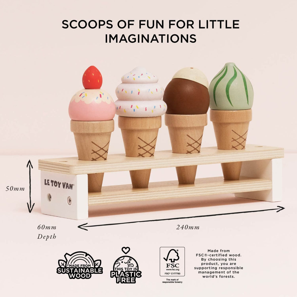 Wooden Ice Cream Cones Set Le Toy Van Lil Tulips