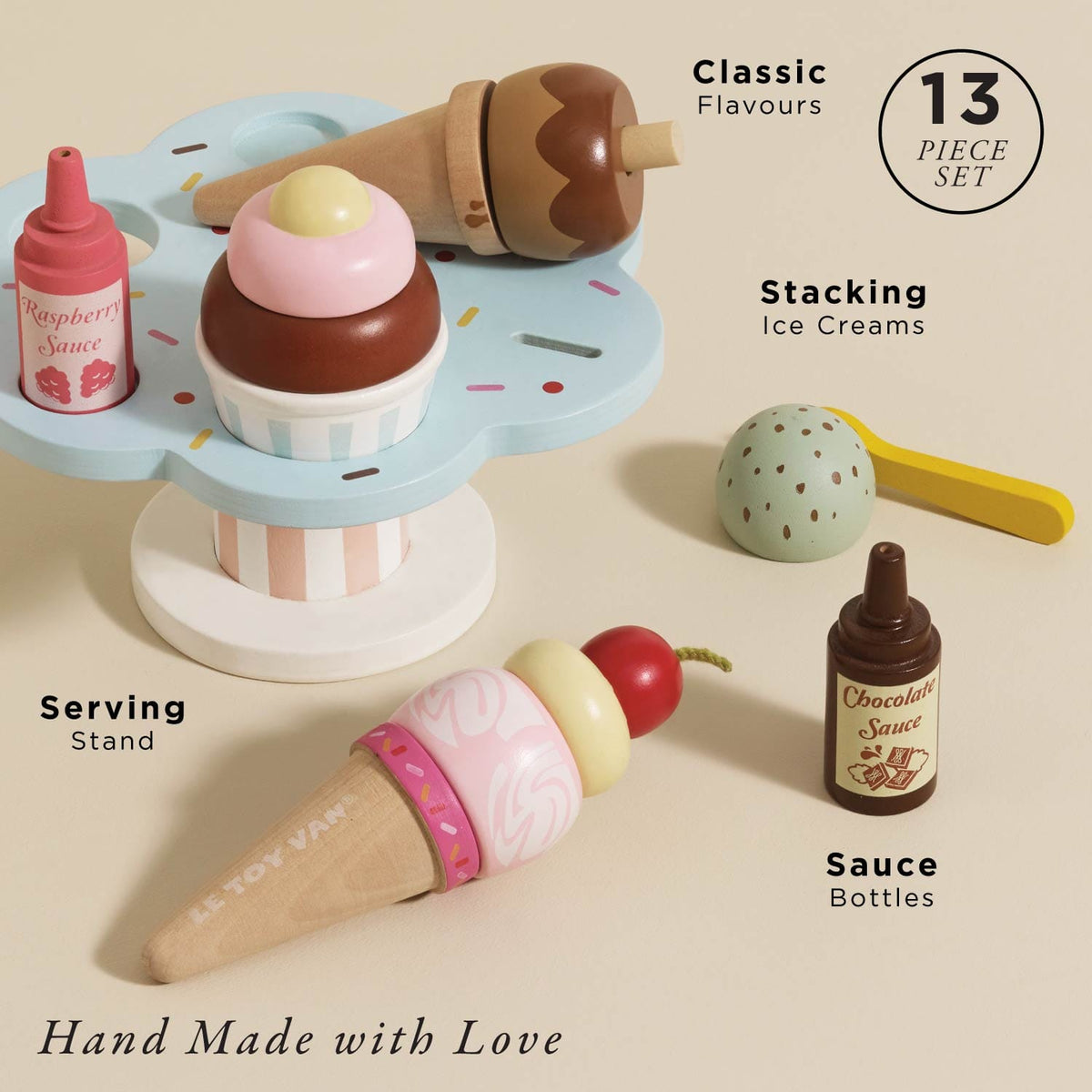 Wooden Ice Cream Stand & Toppings Le Toy Van Lil Tulips