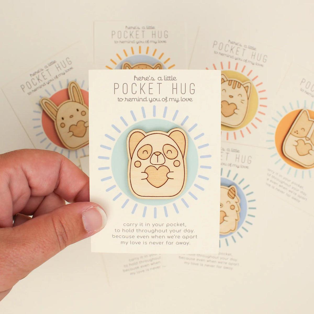 Wooden Pocket Hug – Cat oh, little wren Lil Tulips