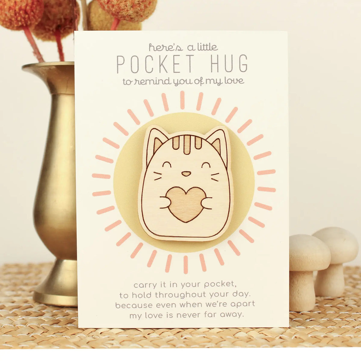 Wooden Pocket Hug – Cat oh, little wren Lil Tulips