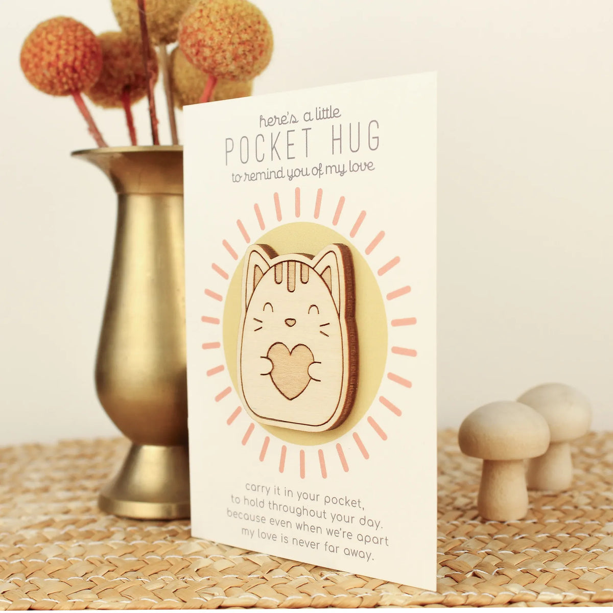 Wooden Pocket Hug – Cat oh, little wren Lil Tulips