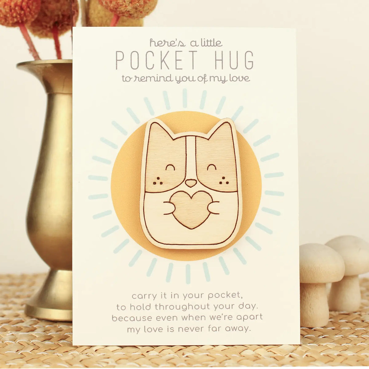 Wooden Pocket Hug – Dog oh, little wren Lil Tulips