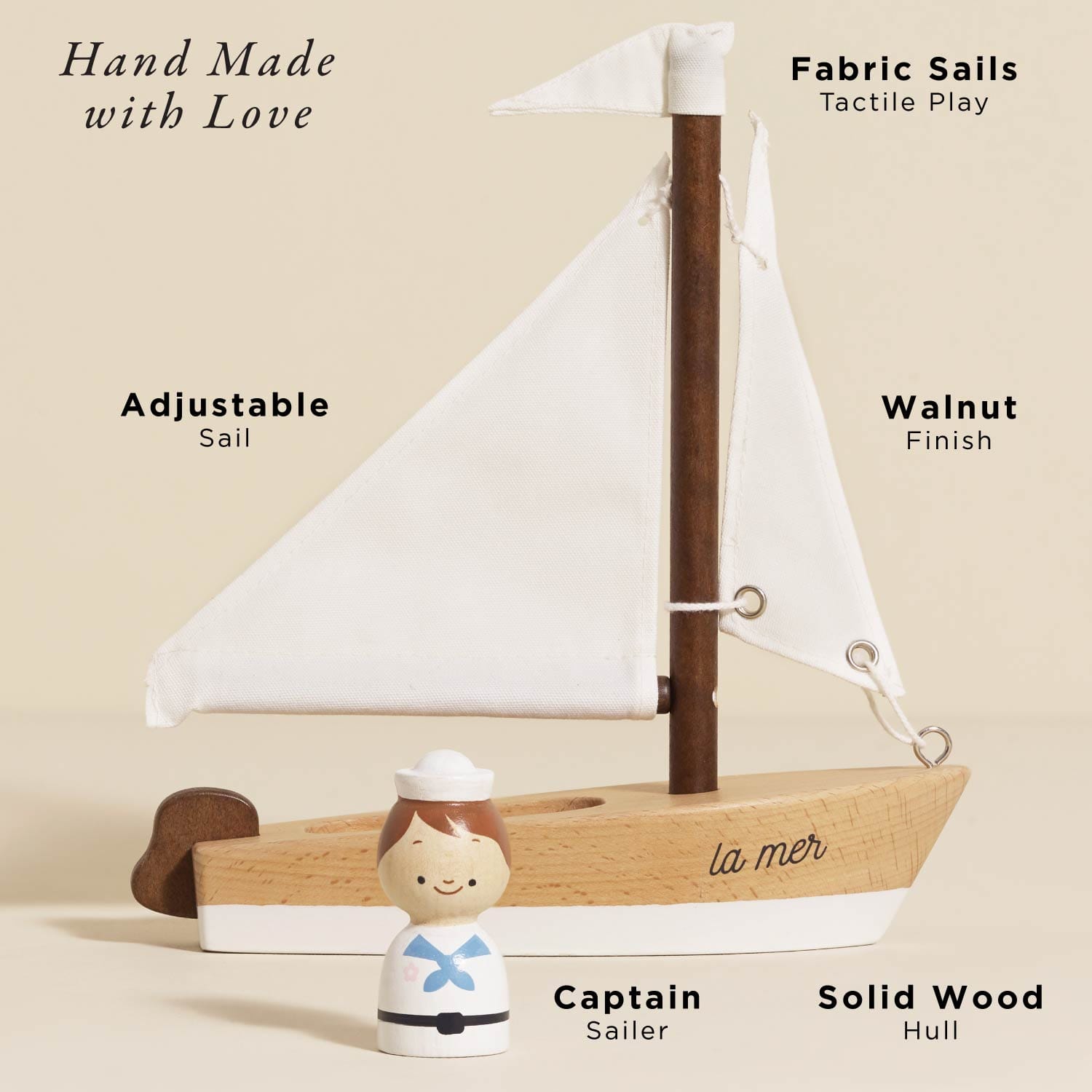Wooden Sailing Boat & Captain Le Toy Van Lil Tulips