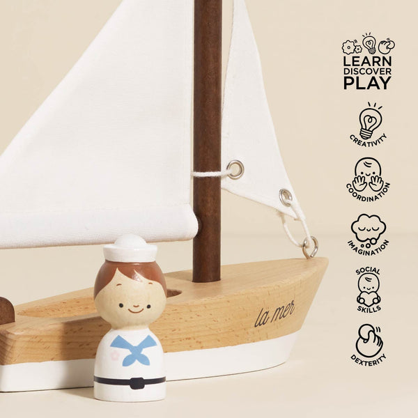 Wooden Sailing Boat & Captain Le Toy Van Lil Tulips