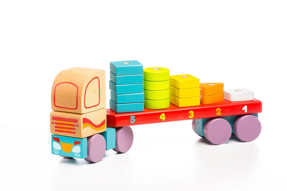 Wooden Truck with Geometric Figures Cubika Lil Tulips