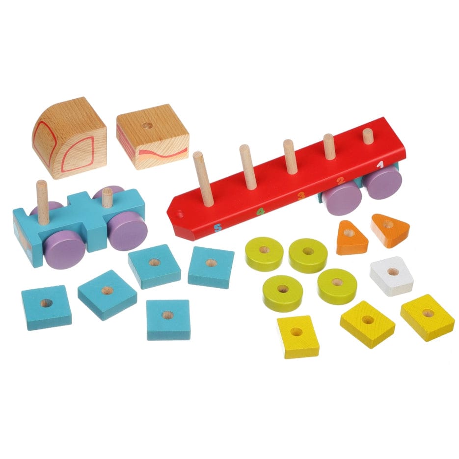 Wooden Truck with Geometric Figures Cubika Lil Tulips