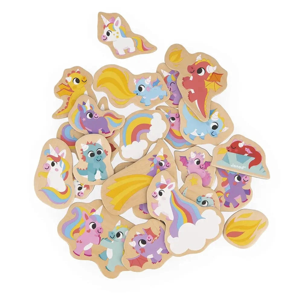 Wooden Unicorns & Dragons Magnets Set Janod Lil Tulips