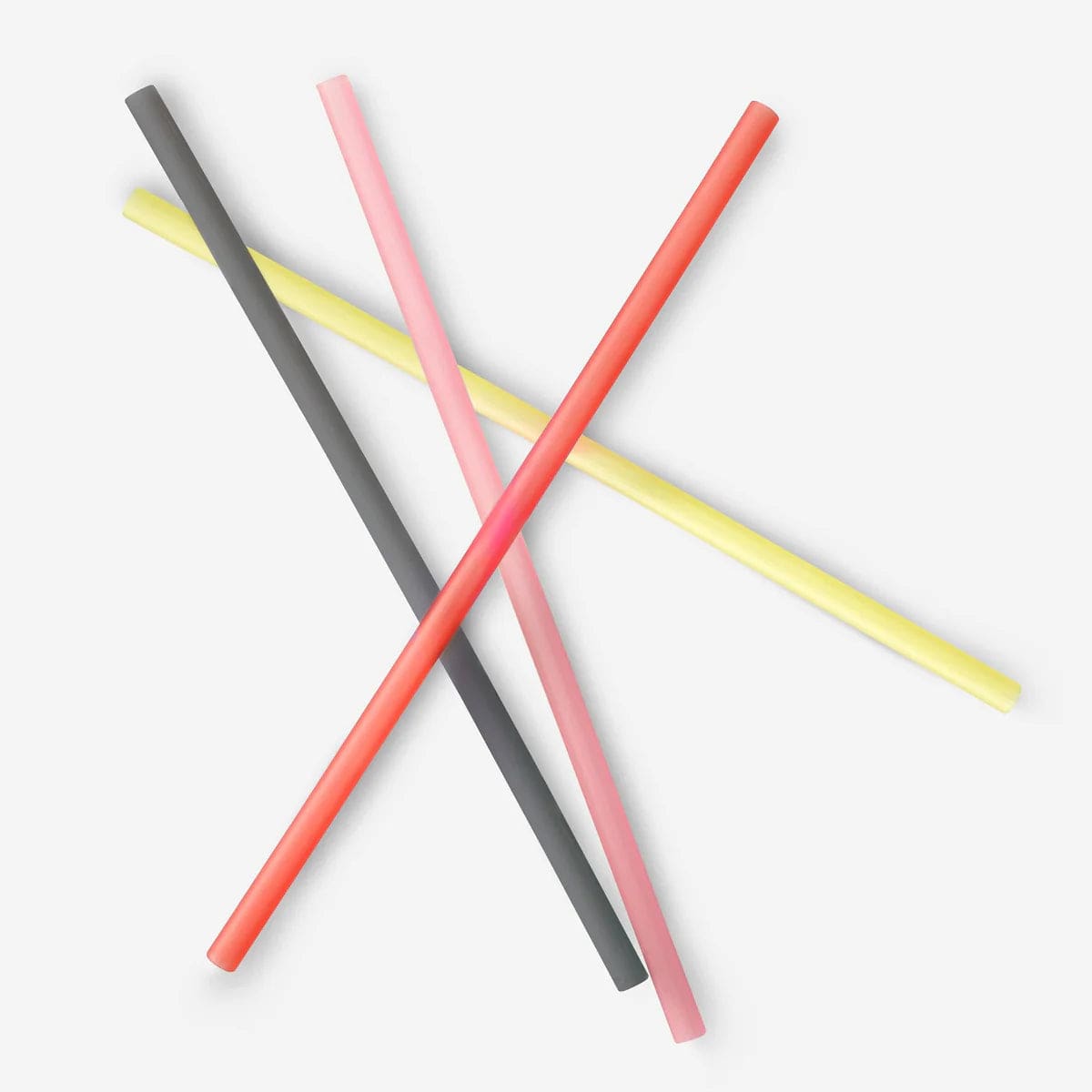 X-Long Reusable Silicone Straws - Pink/Yellow/Gray/Red (4pk) Silikids Lil Tulips