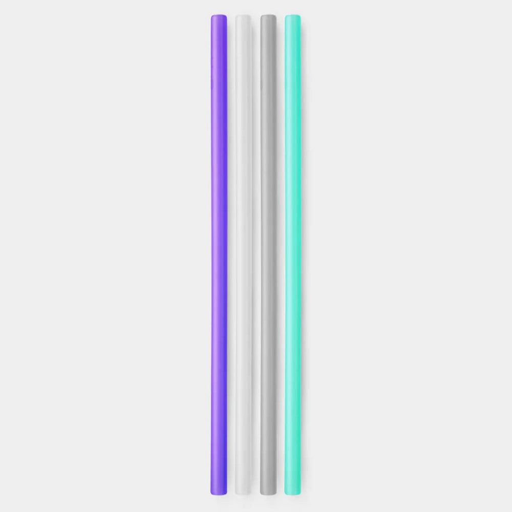 X-Long Reusable Silicone Straws - Sea/Fog/Frost/Violet (4pk) Silikids Lil Tulips