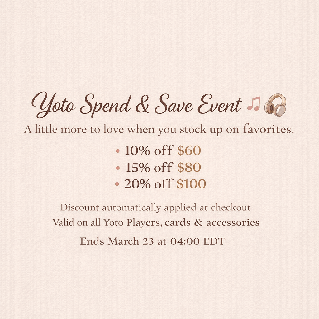 Promotional text for Yoto Spend & Save Event on a beige background