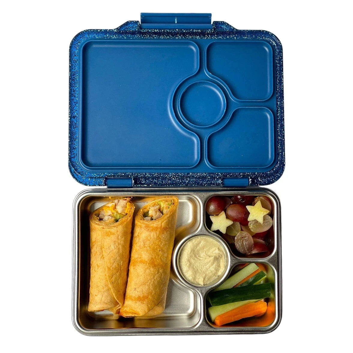 Yumbox Prêt – Leakproof Stainless Steel Bento - Blue Glitter Yumbox Lil Tulips