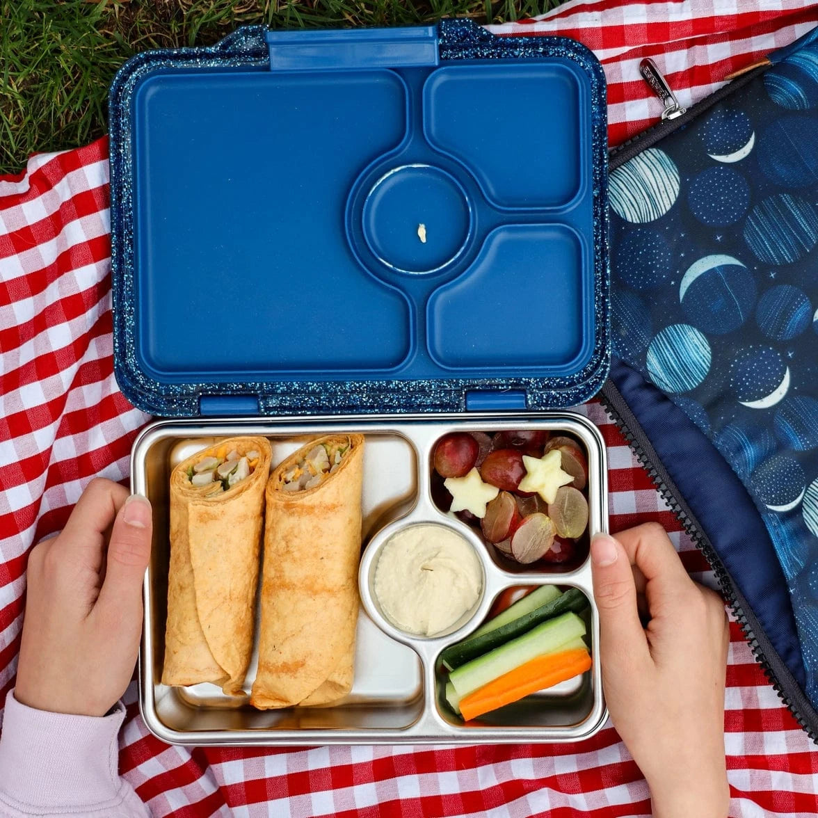 Yumbox Prêt – Leakproof Stainless Steel Bento - Blue Glitter Yumbox Lil Tulips